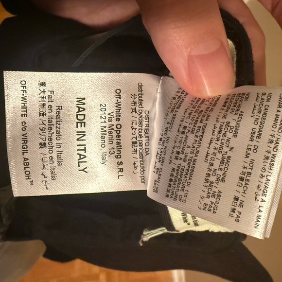 Off-White Black Cap with White Diagonal Stripes - Picture 7 of 7